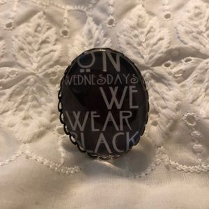 “On Wednesday’s We Wear Black” Adjustable Ring